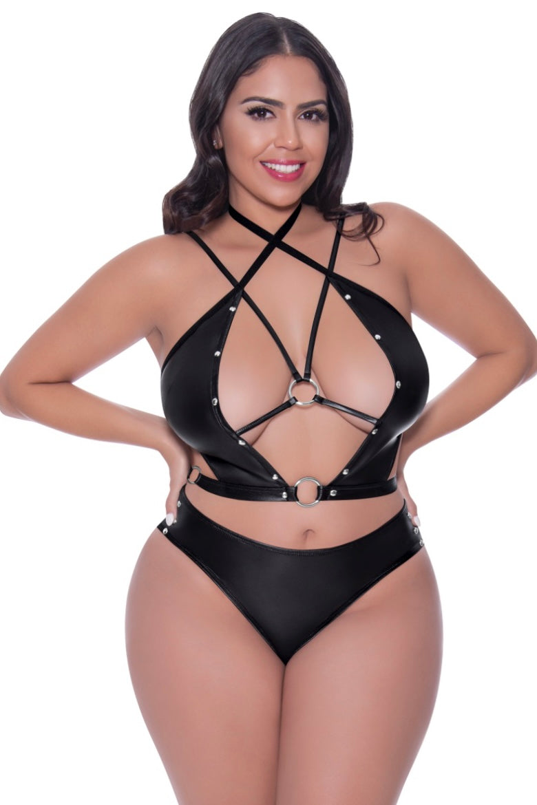 Criss cross tank and booty short - Curvynlingerie Plus Size