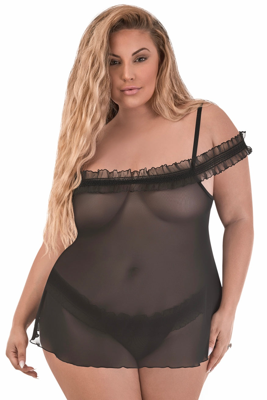 Ruffle babydoll - Curvynlingerie Plus Size