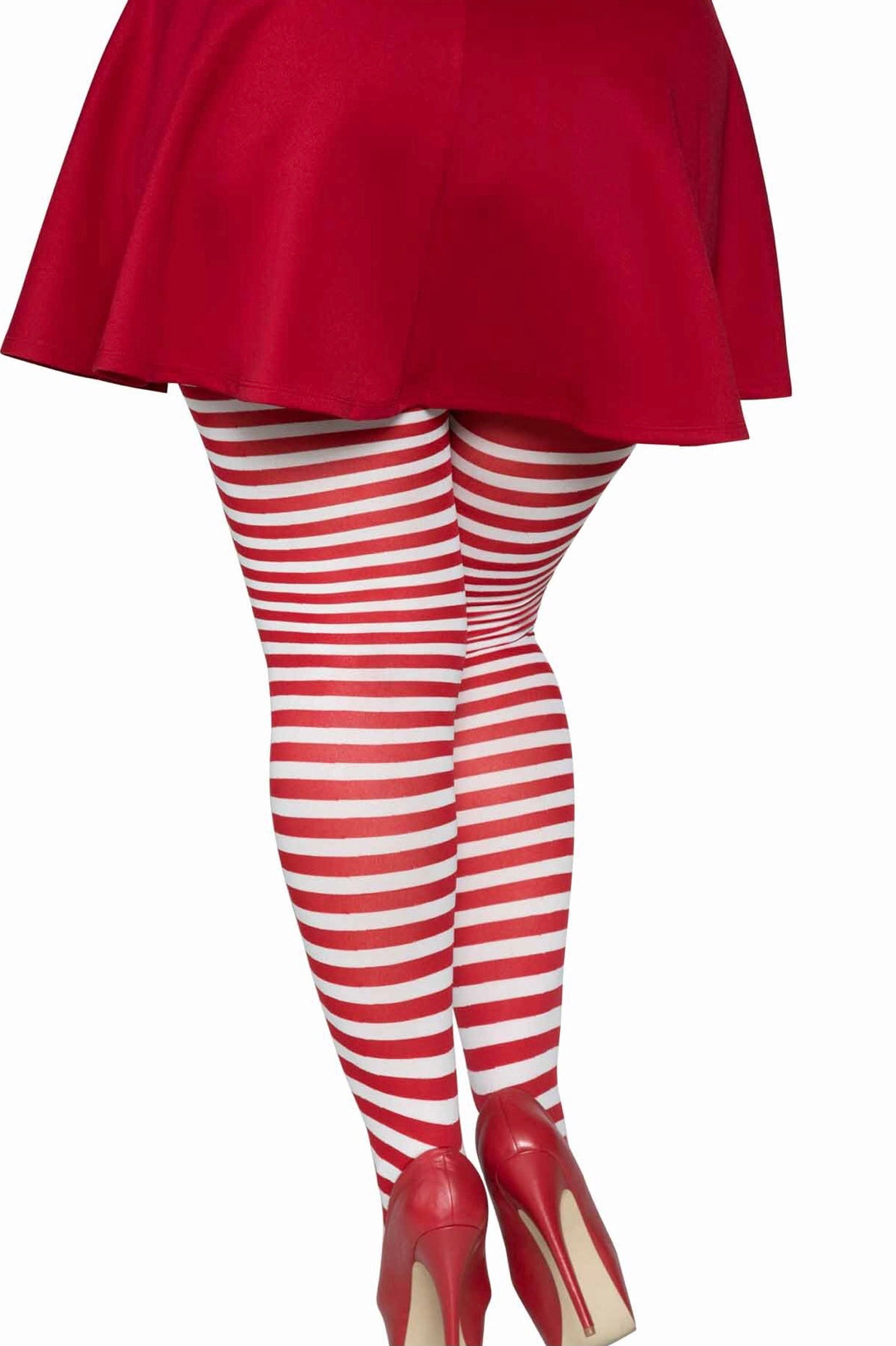 Striped tights white/red - Curvynlingerie Plus Size