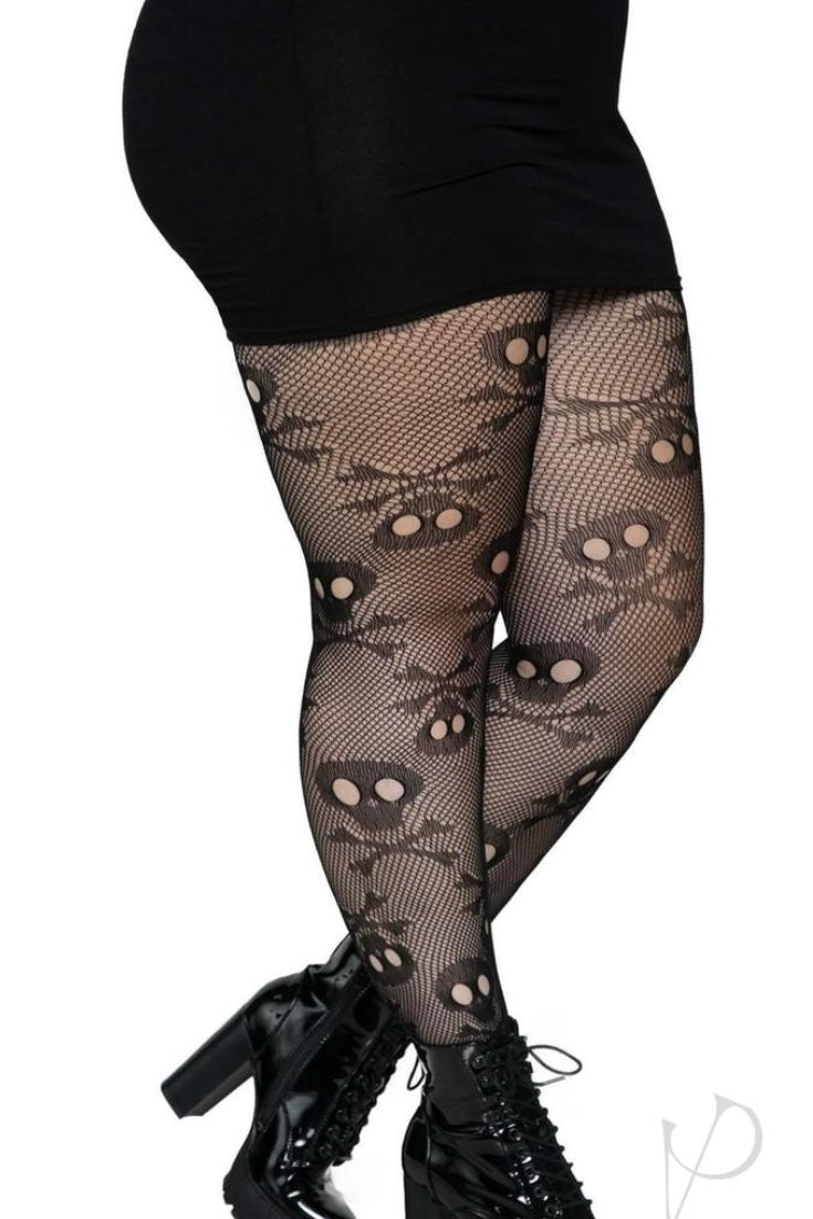 Pirate Booty Skull Net Pantyhose - Curvynlingerie Plus Size