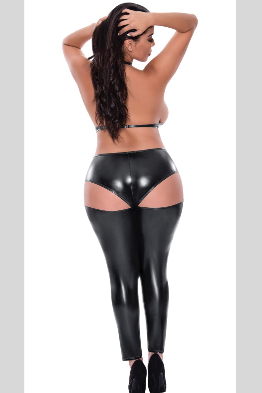 Halter Bra & Cutout Pants - Curvynlingerie Plus Size