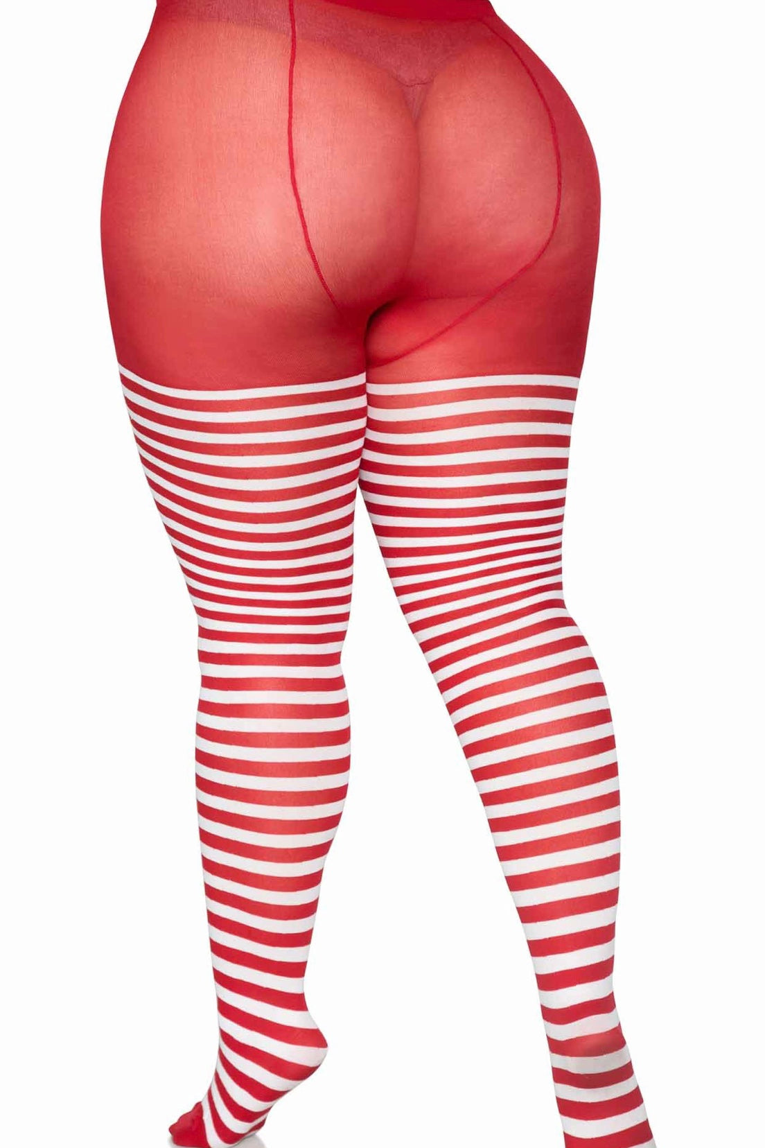 Striped tights white/red - Curvynlingerie Plus Size