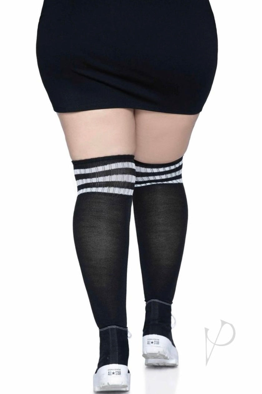 Athletic Socks Black//White - Curvynlingerie Plus Size