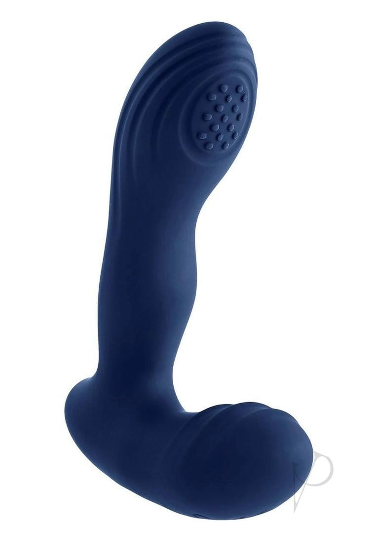 Playboy Pleasure Pleaser Rechargeable Silicone Vibrating Warming Prostate Massager with Remote Control - Blue - Curvynlingerie Plus Size