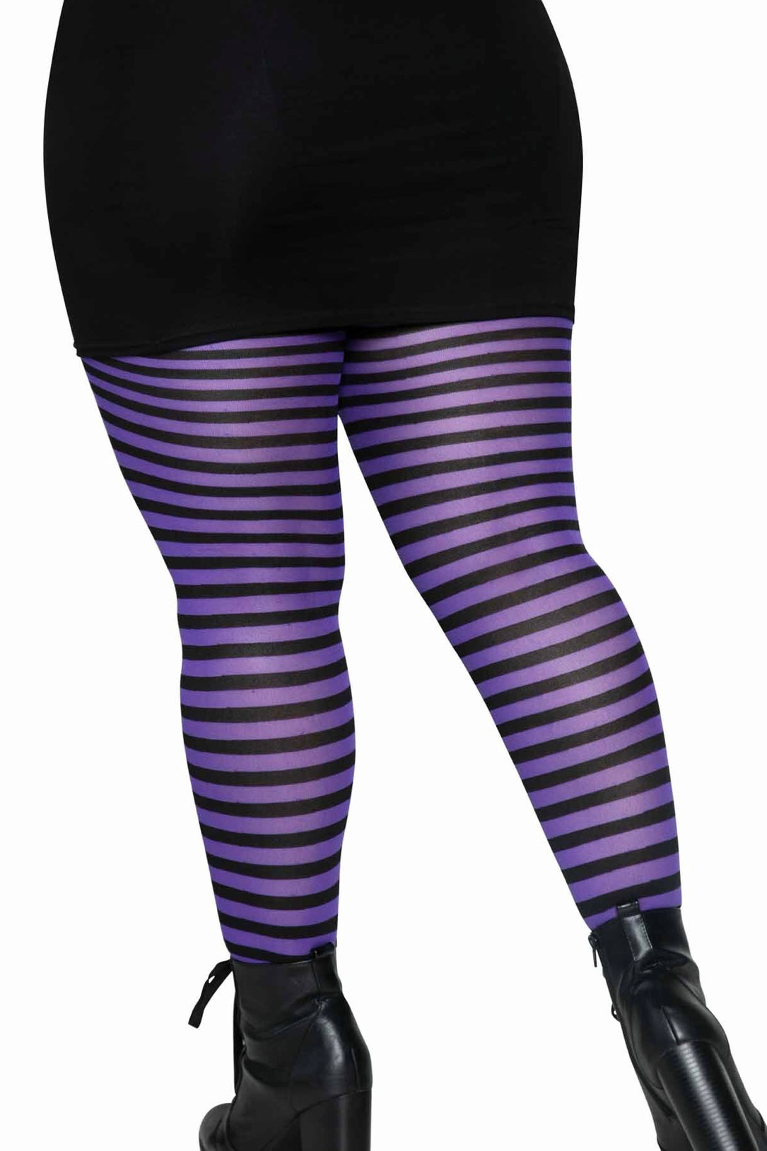 Striped tights black/purple - Curvynlingerie Plus Size