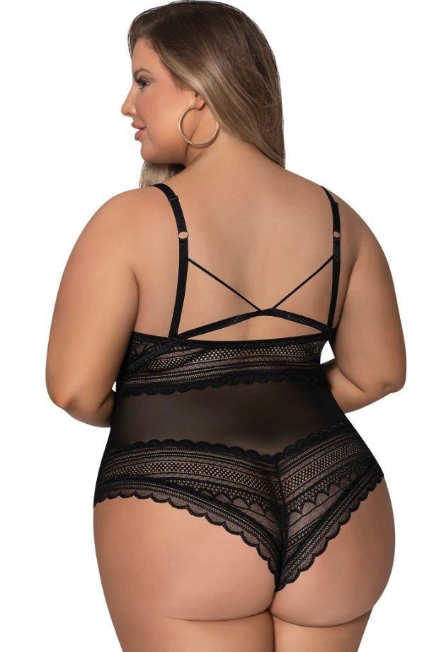 Cheeky teddy black - Curvynlingerie Plus Size
