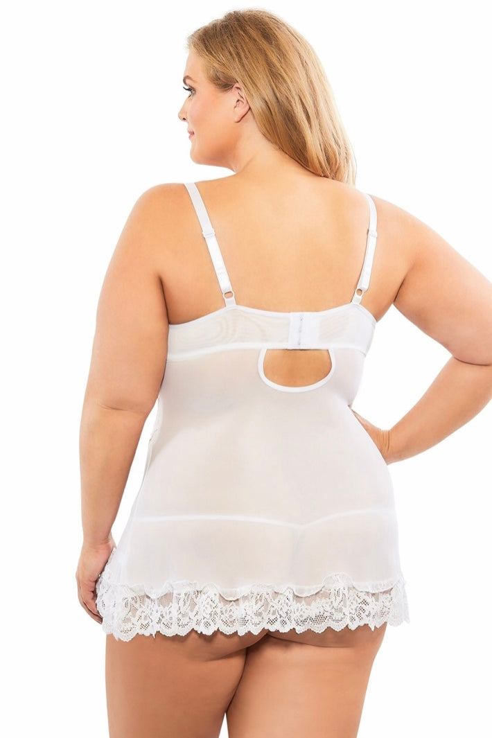 Valentine babydoll white - plus size babydoll - Curvynlingerie Plus Size