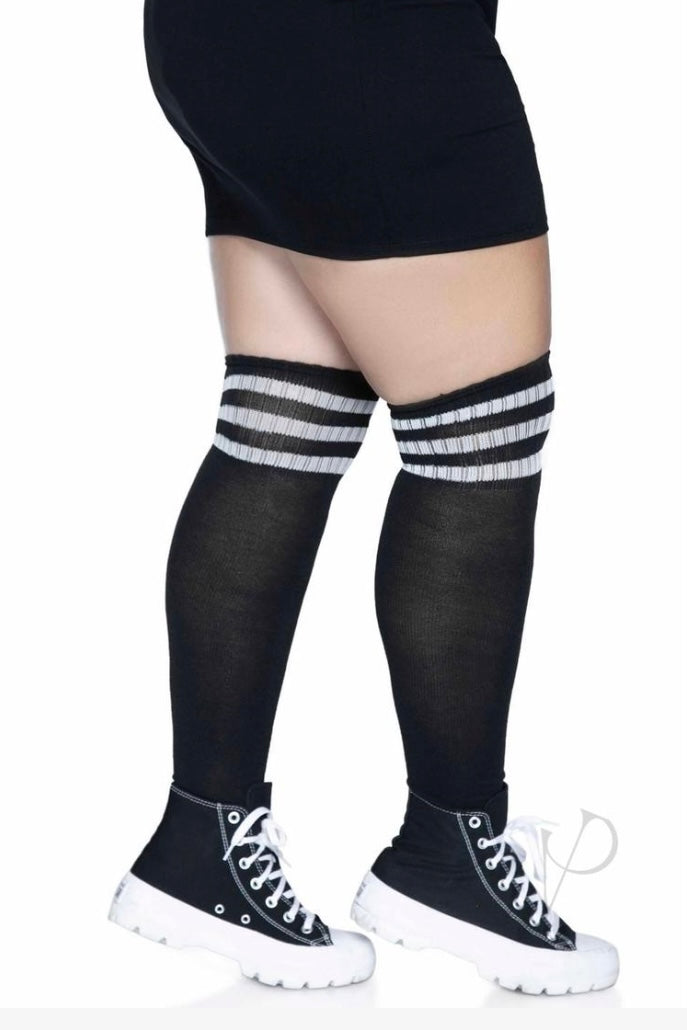 Athletic Socks Black//White - Curvynlingerie Plus Size