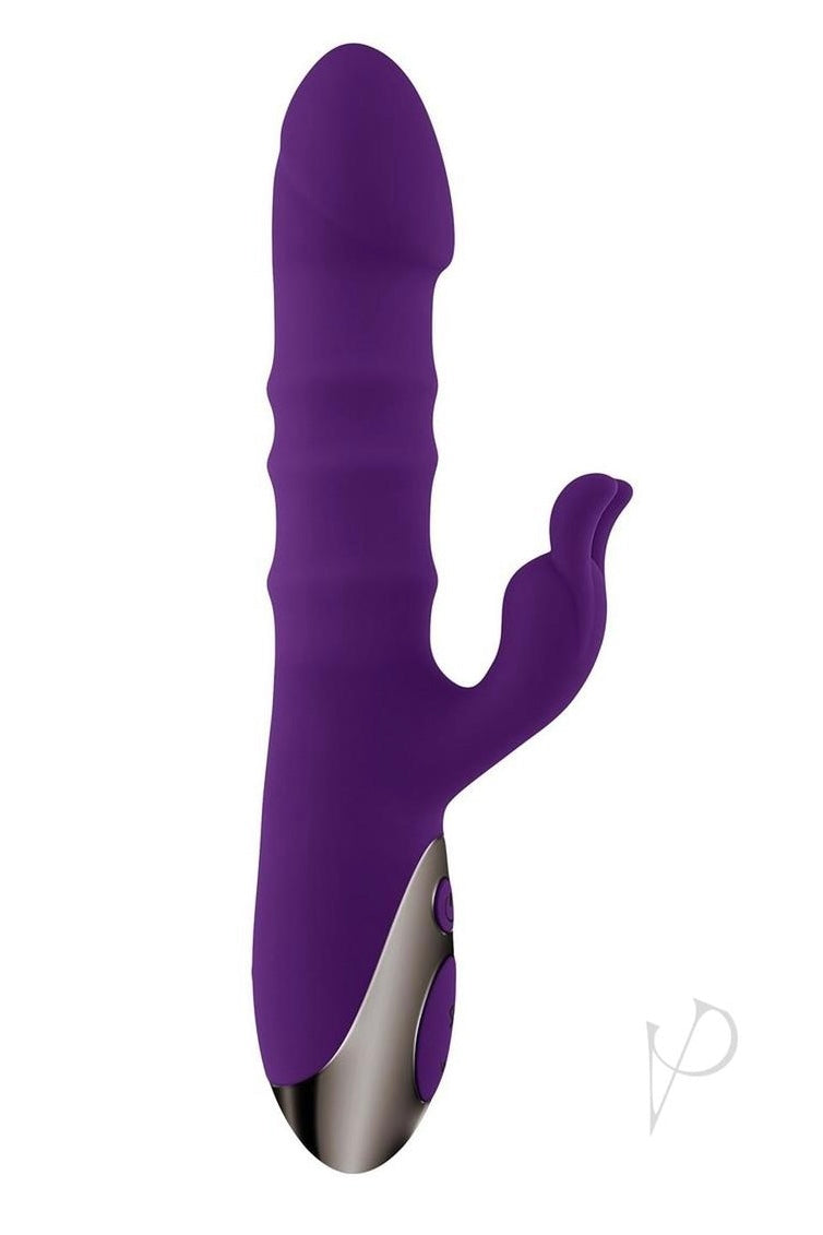 Playboy Hop to It Rechargeable Silicone Rabbit Vibrator - Purple - Curvynlingerie Plus Size