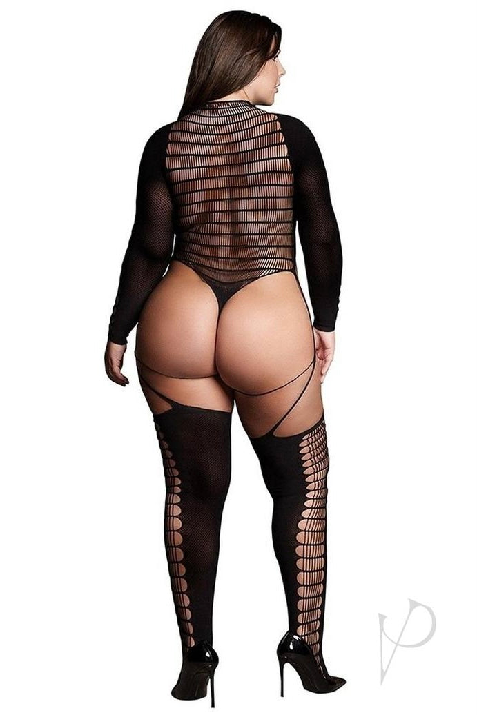 Bodystocking with Turtleneck - Curvynlingerie Plus Size