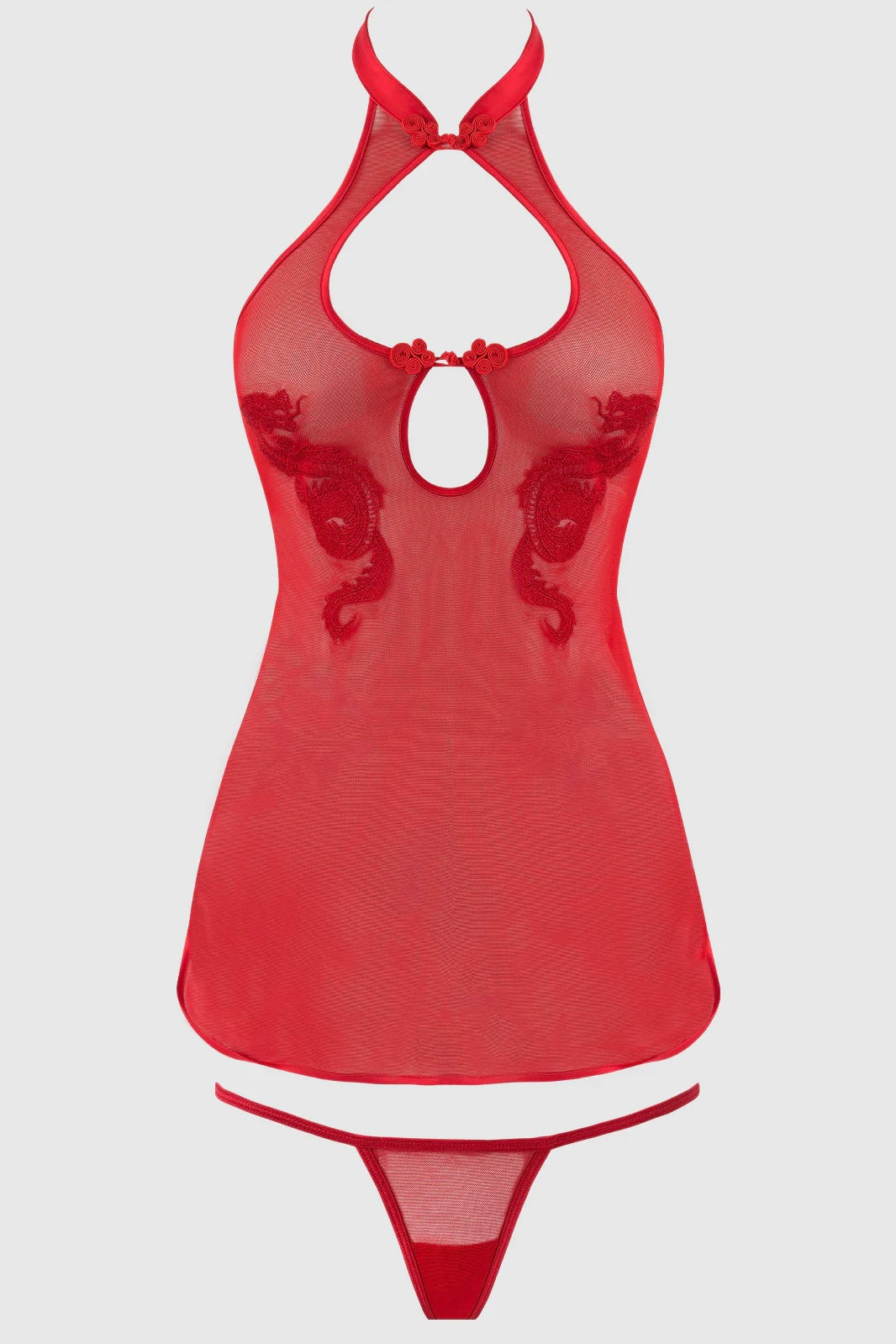 Plus size Dragon mesh chemise and g-string