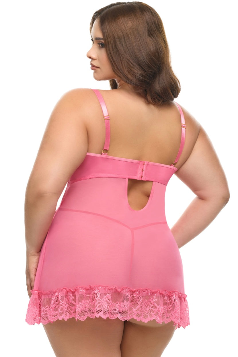 Plus size Valentine babydoll Pink