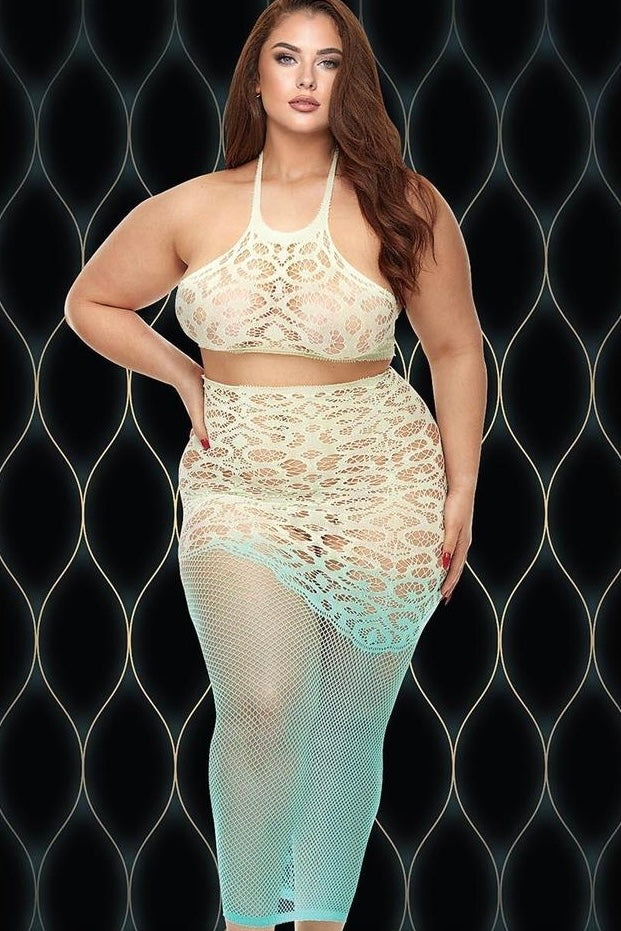 Plus size green goddess 2 pc set