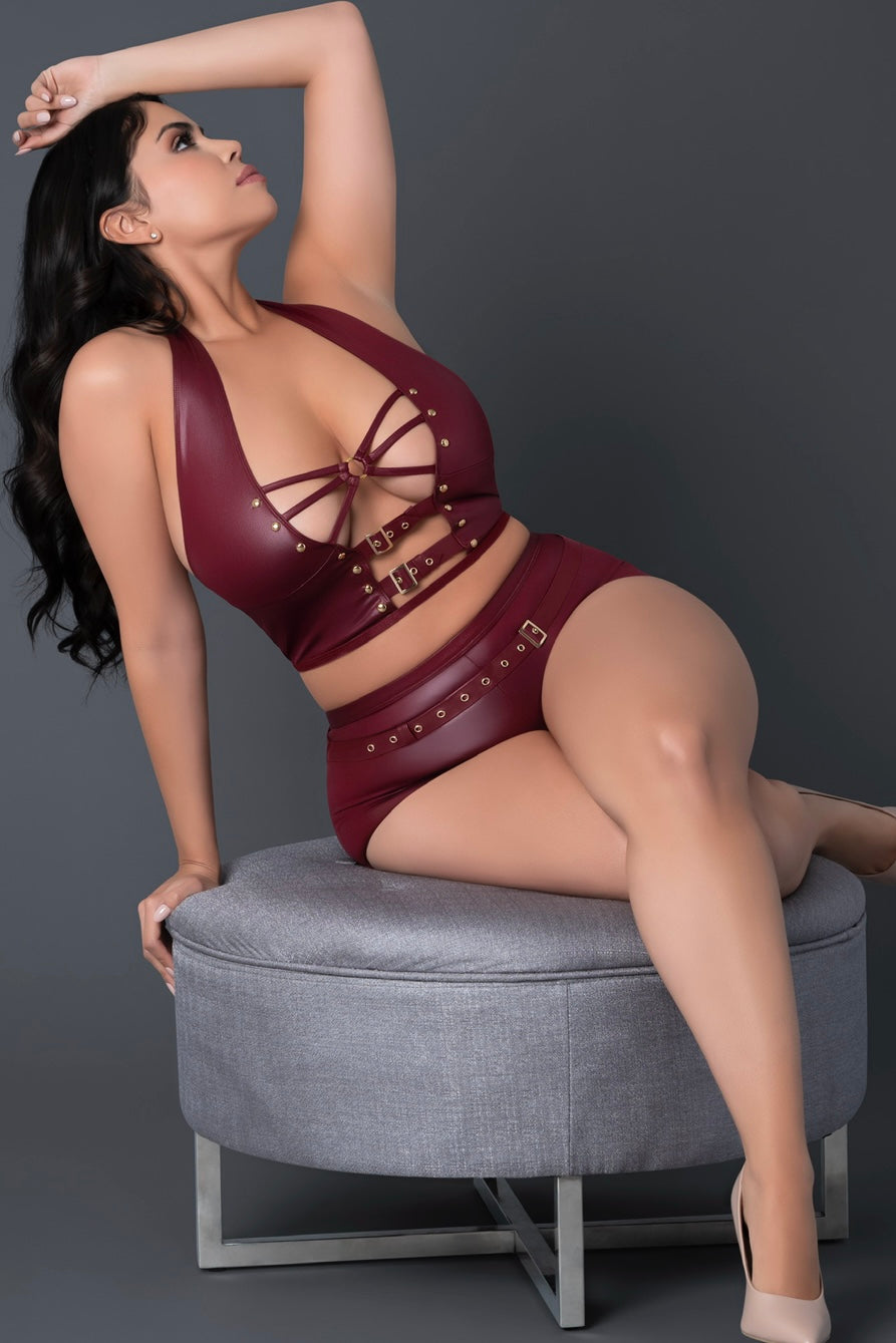 Plus size Thalia vest and skirt set burgundy