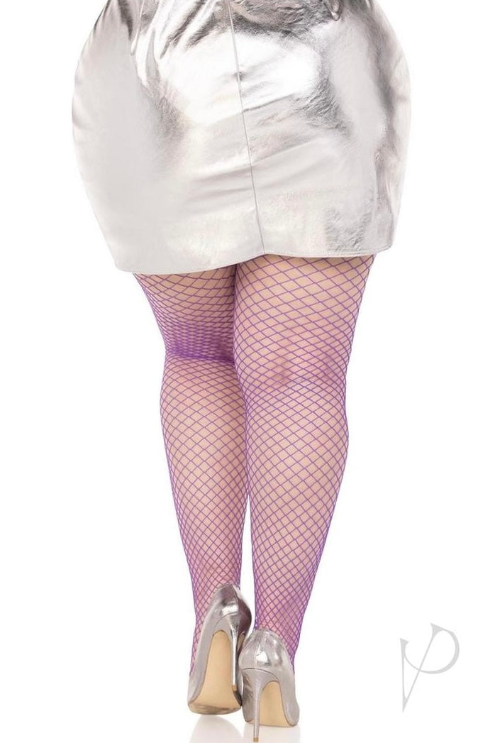 Plus size Spandex Industrial Net Tights Purple