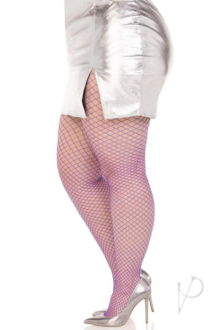 Plus size Spandex Industrial Net Tights Purple