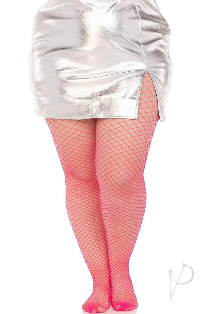 Plus size Spandex Industrial Net Tights Neon Pink