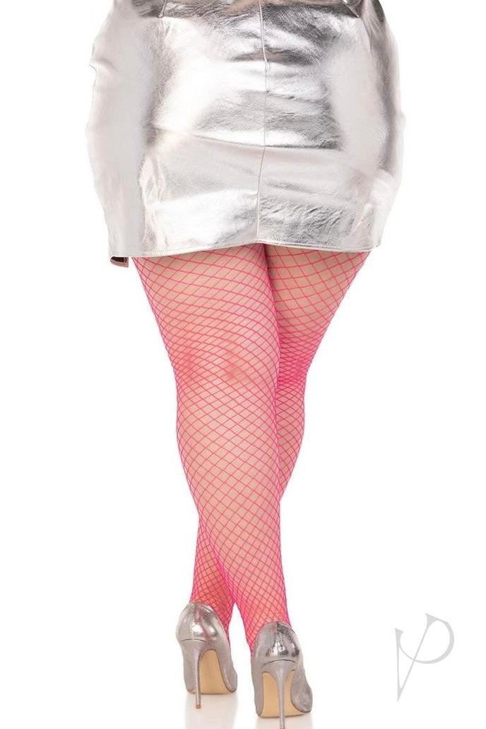 Plus size Spandex Industrial Net Tights Neon Pink