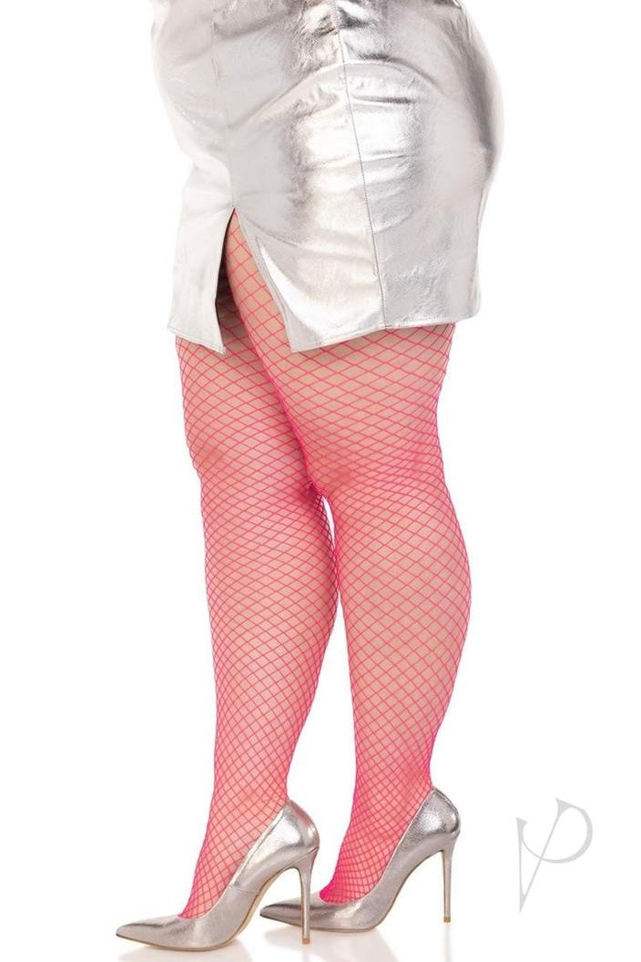 Plus size Spandex Industrial Net Tights Neon Pink