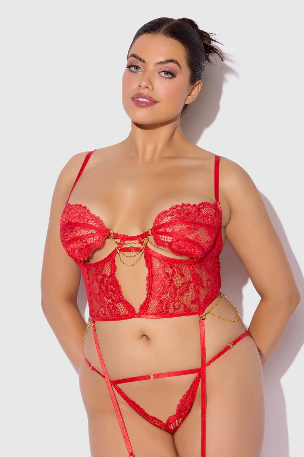 Plus size Cecily bustier and backless hipster set