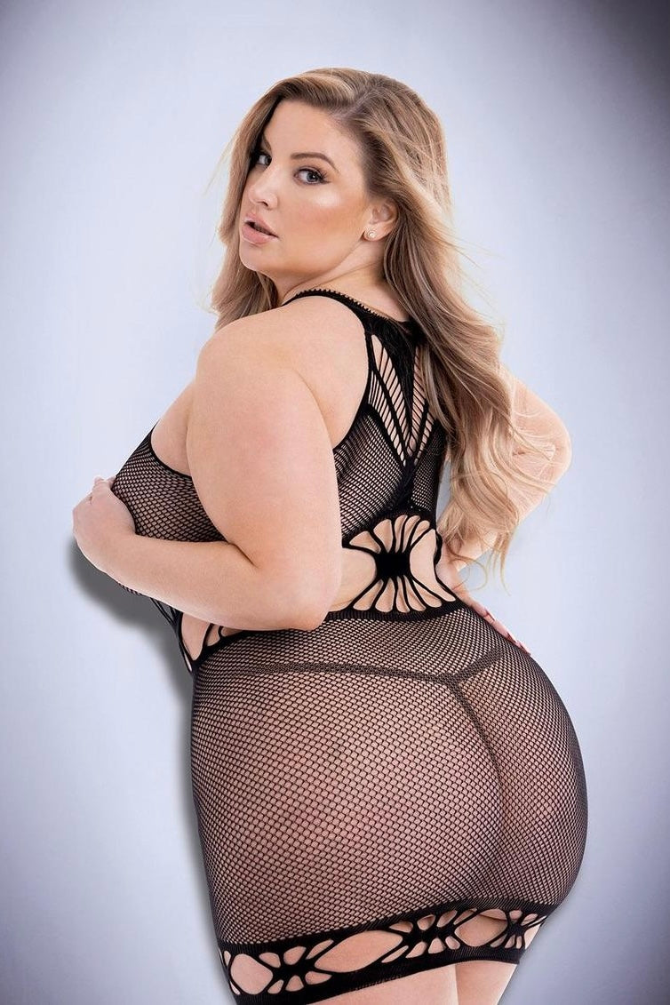 Plus size diamonte net mini dress