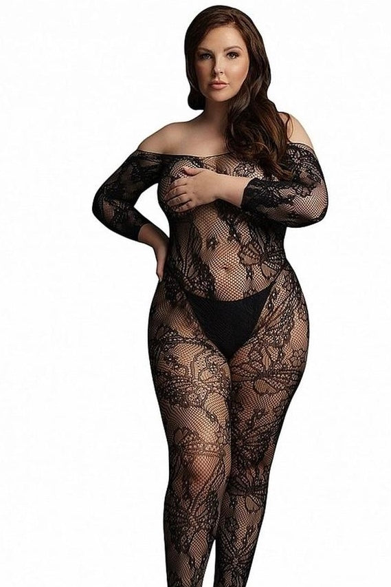 Plus size Lace Sleeved Bodystocking