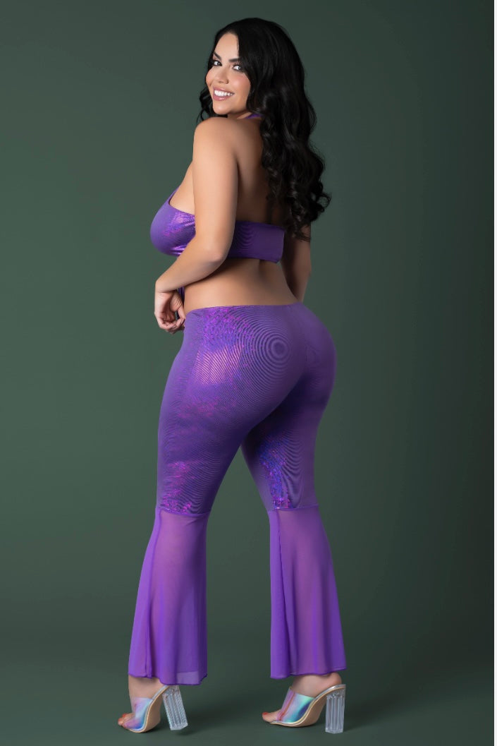Plus size Wrap Halter & Flair Pant Set