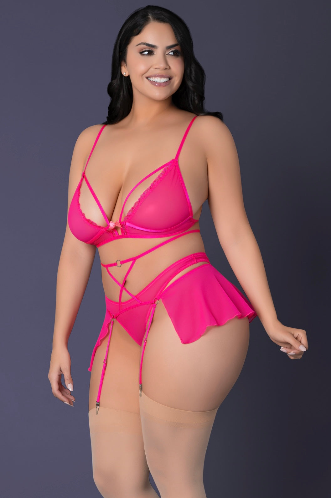 Plus size Seductive Strappy Lace Lingerie Set