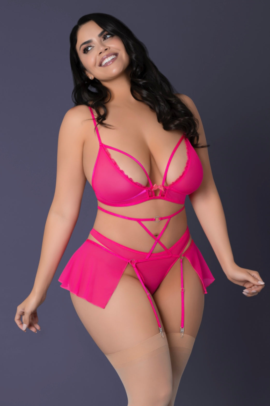 Plus size Seductive Strappy Lace Lingerie Set