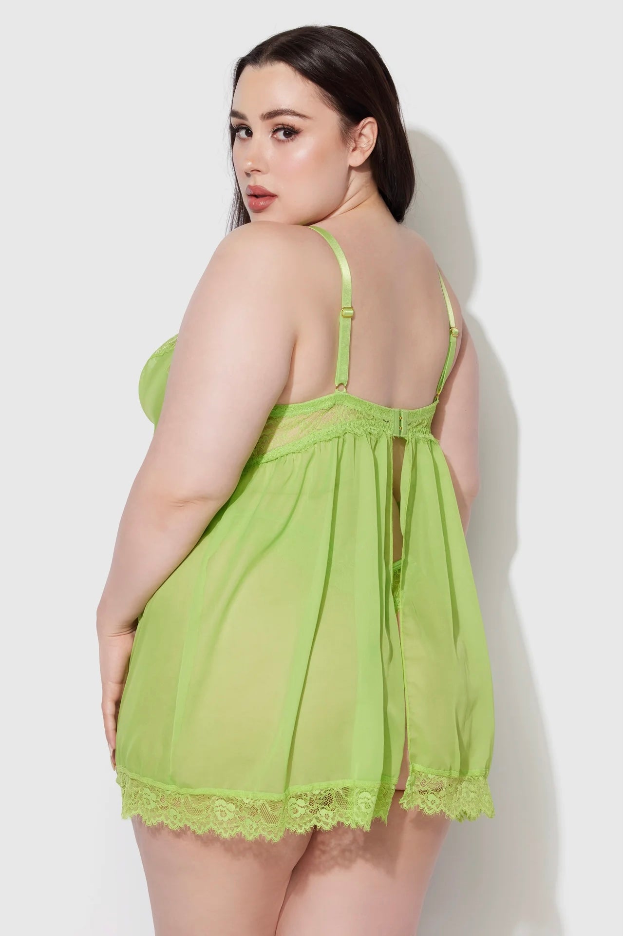 Plus size Shavon lace and chiffon babydoll