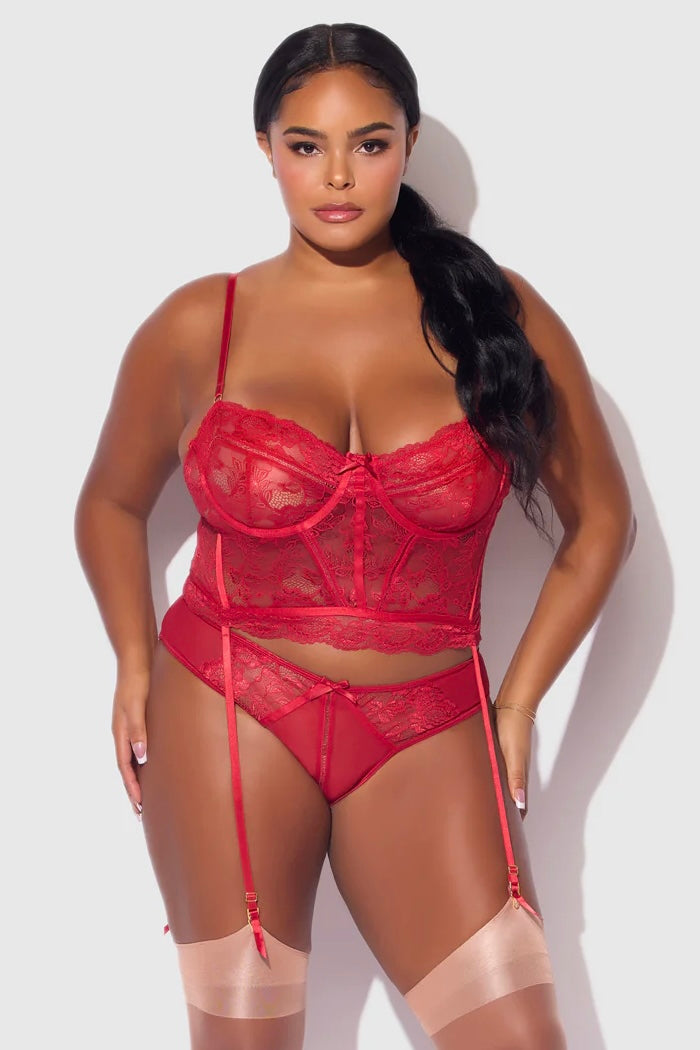 Plus size Harlow lace and mesh bustier
