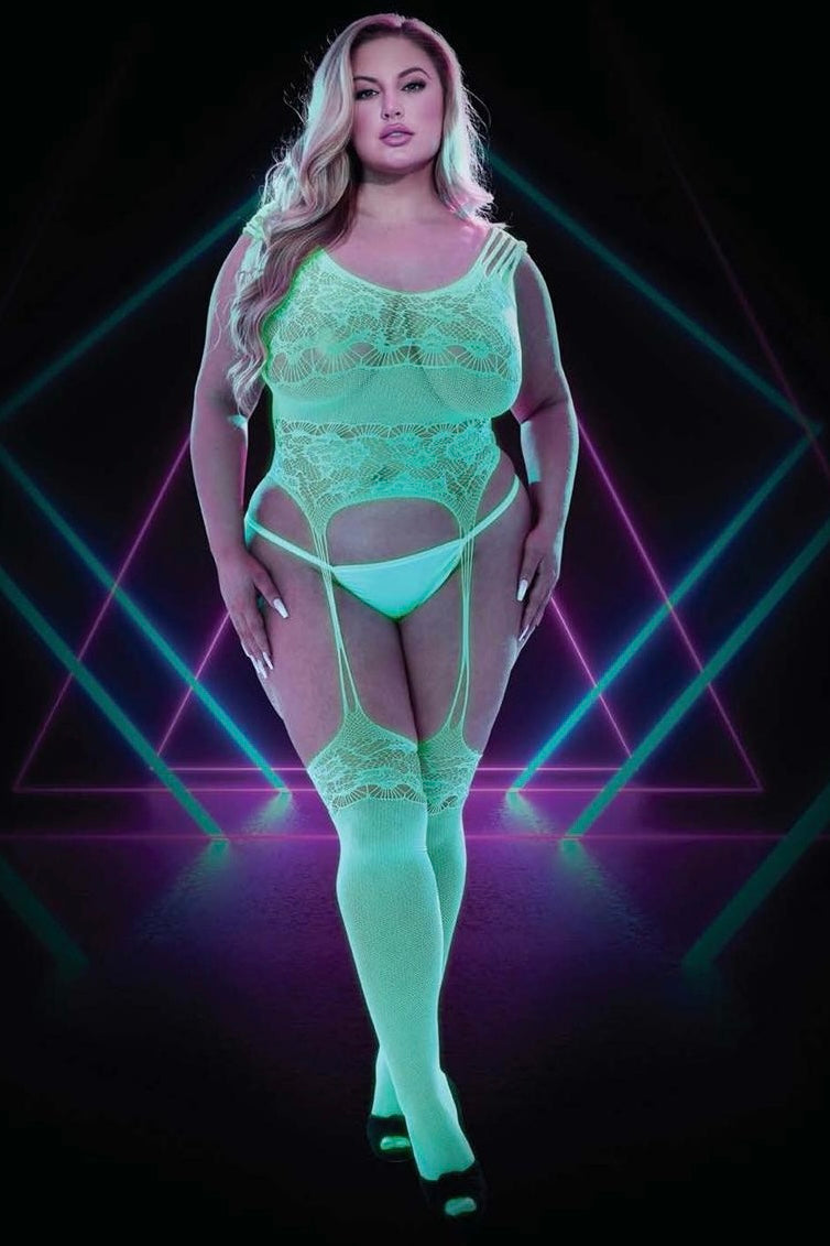 Glow in the dark bodystocking - Curvynlingerie Plus Size