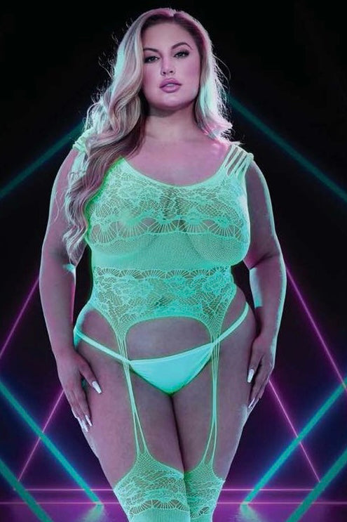 Glow in the dark bodystocking - Curvynlingerie Plus Size