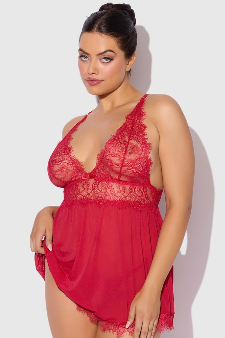 Plus size Mila eyelash babydoll