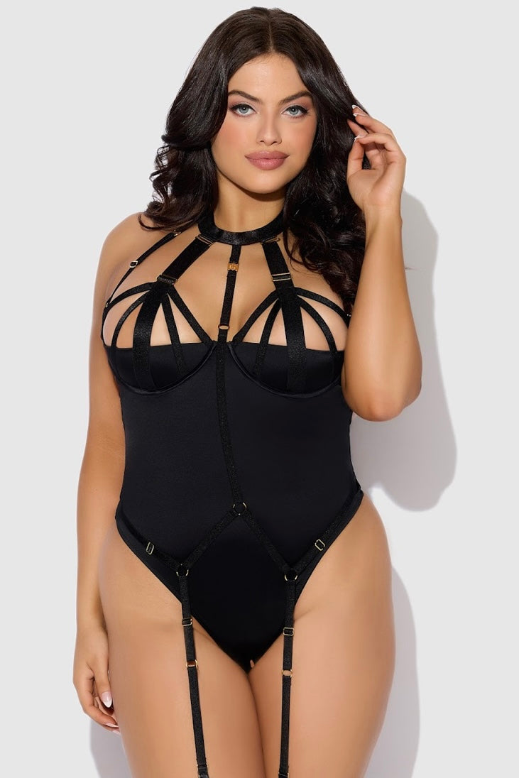 Plus size Devon strappy harness teddy