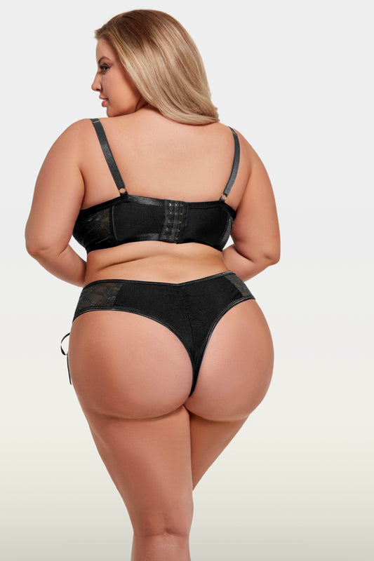 Plus size Gia open cup bra and panty set