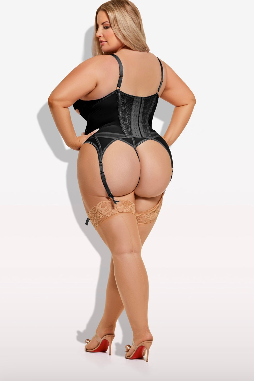 Plus size Vivienne lace and mesh bustier