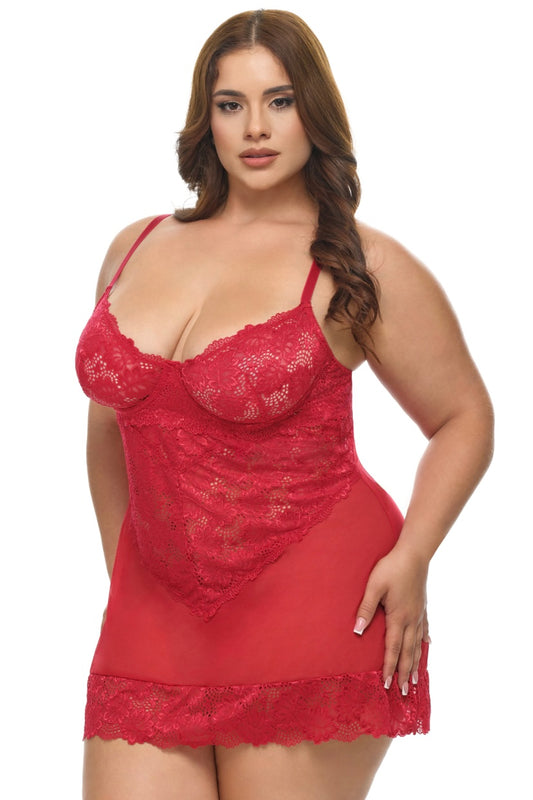 Plus size Page babydoll red