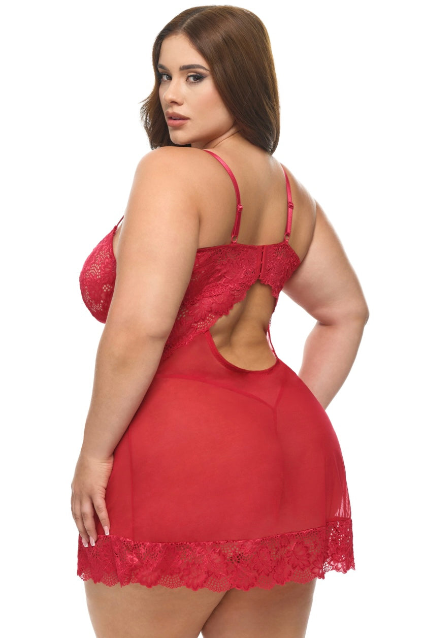 Plus size Page babydoll red