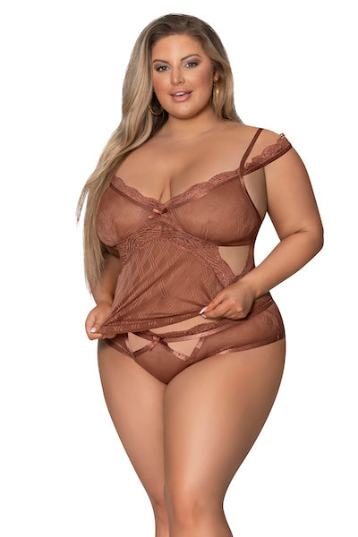 Cami and split crotch boy short - Curvynlingerie Plus Size