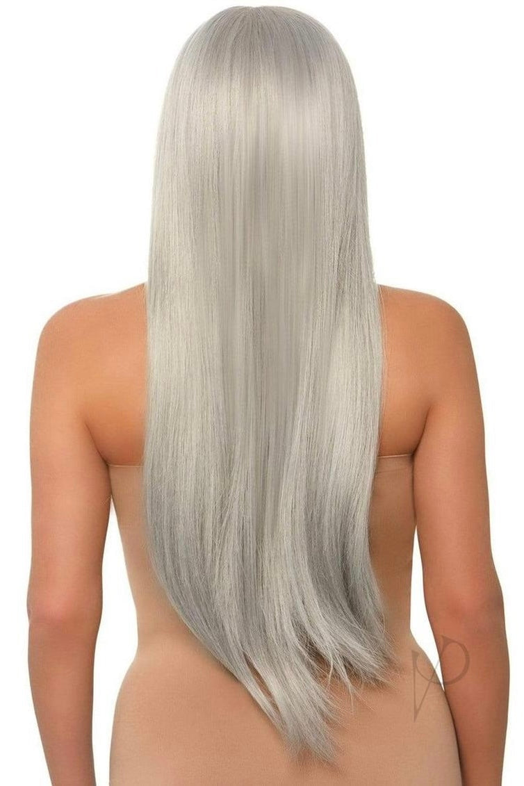 Long Straight Center Part Wig grey