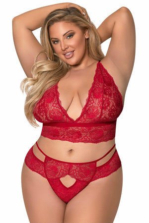 Bra &amp; Panty Set Sugar spice red - Curvynlingerie Plus Size 