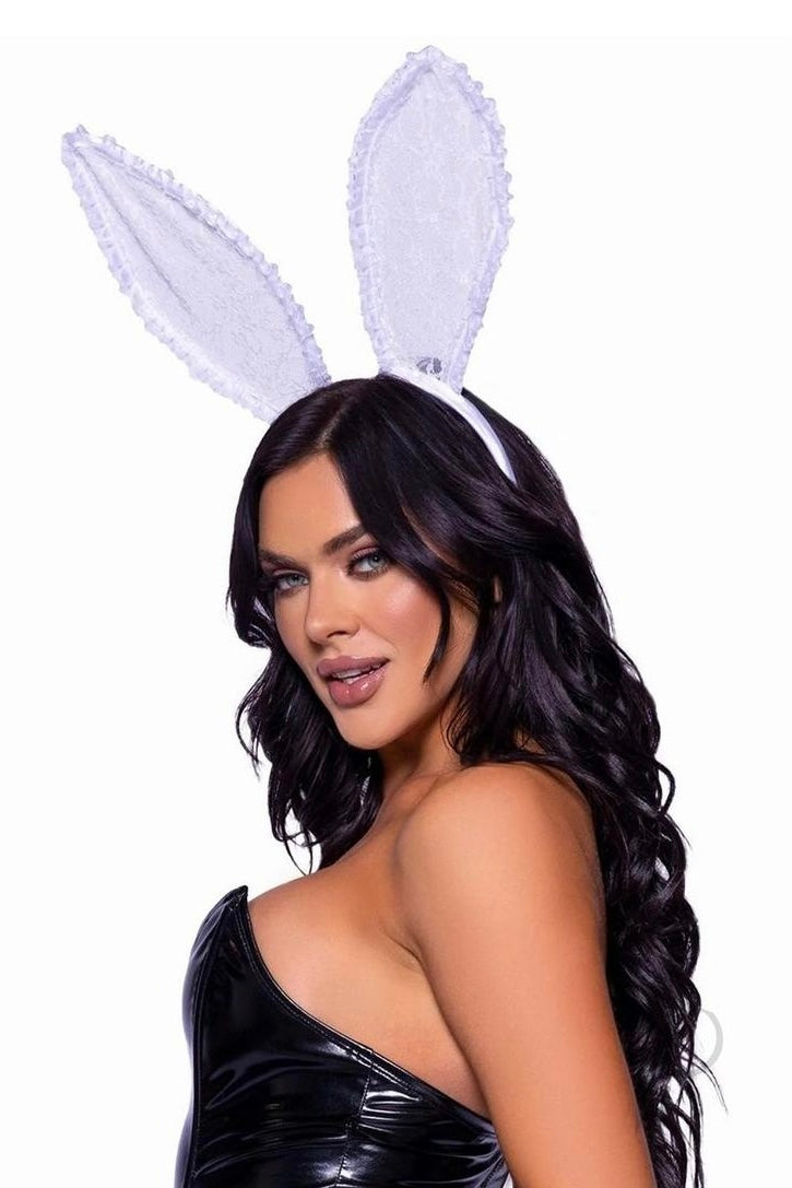 Ruffle Bunny Ears White - Curvynlingerie Plus Size 