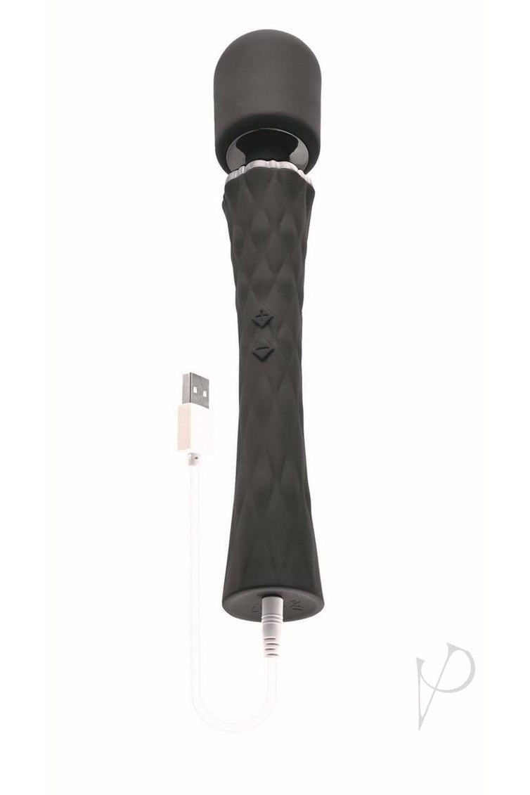 Playboy Royal Rechargeable Silicone Vibrating Massage Wand - Black - Curvynlingerie Plus Size 