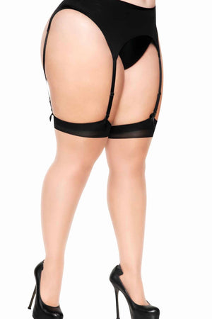 Two Toned Lycra Sheer Thigh High - Curvynlingerie Plus Size 