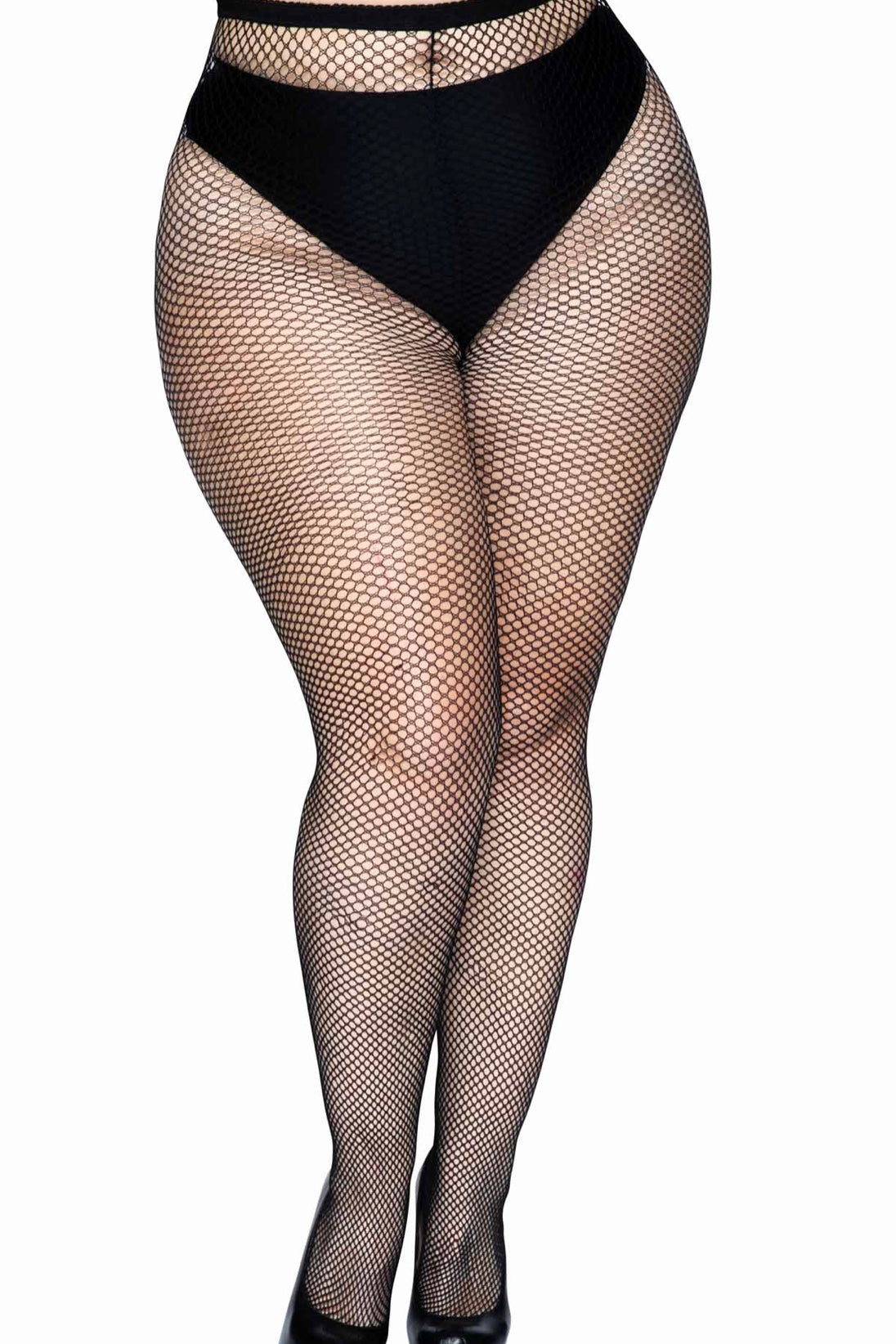 Fishnet With Back Seam Pantyhose - Curvynlingerie Plus Size 