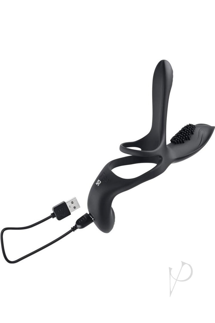 Playboy The 3 Way Rechargeable Silicone Cock Ring - Black - Curvynlingerie Plus Size