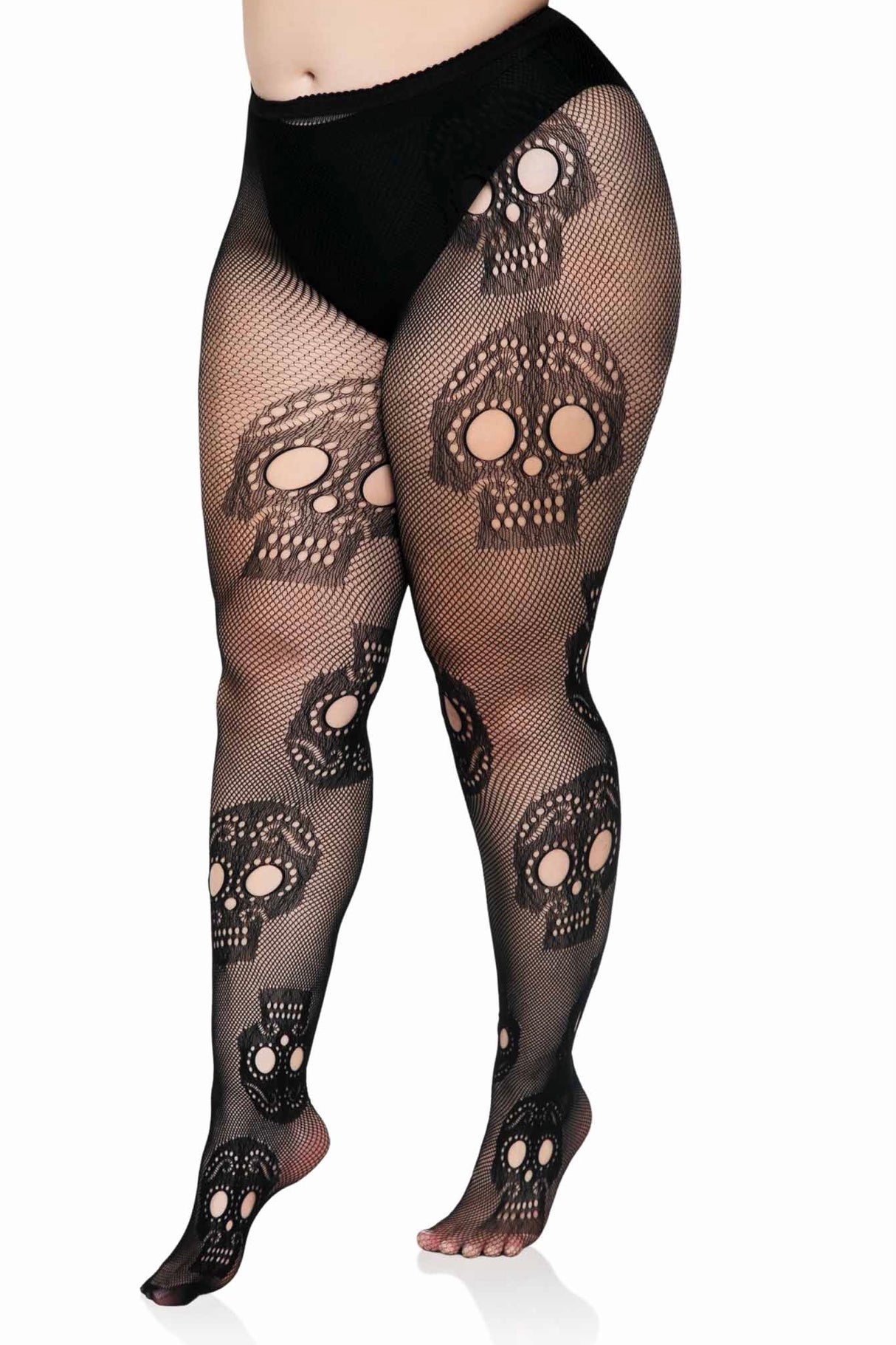 Sugar skull Net panthyose - Curvynlingerie Plus Size 