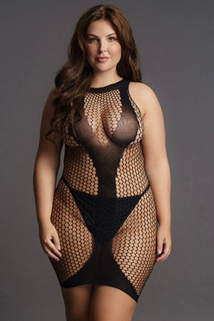 Contrast mini net dress - Curvynlingerie Plus Size 