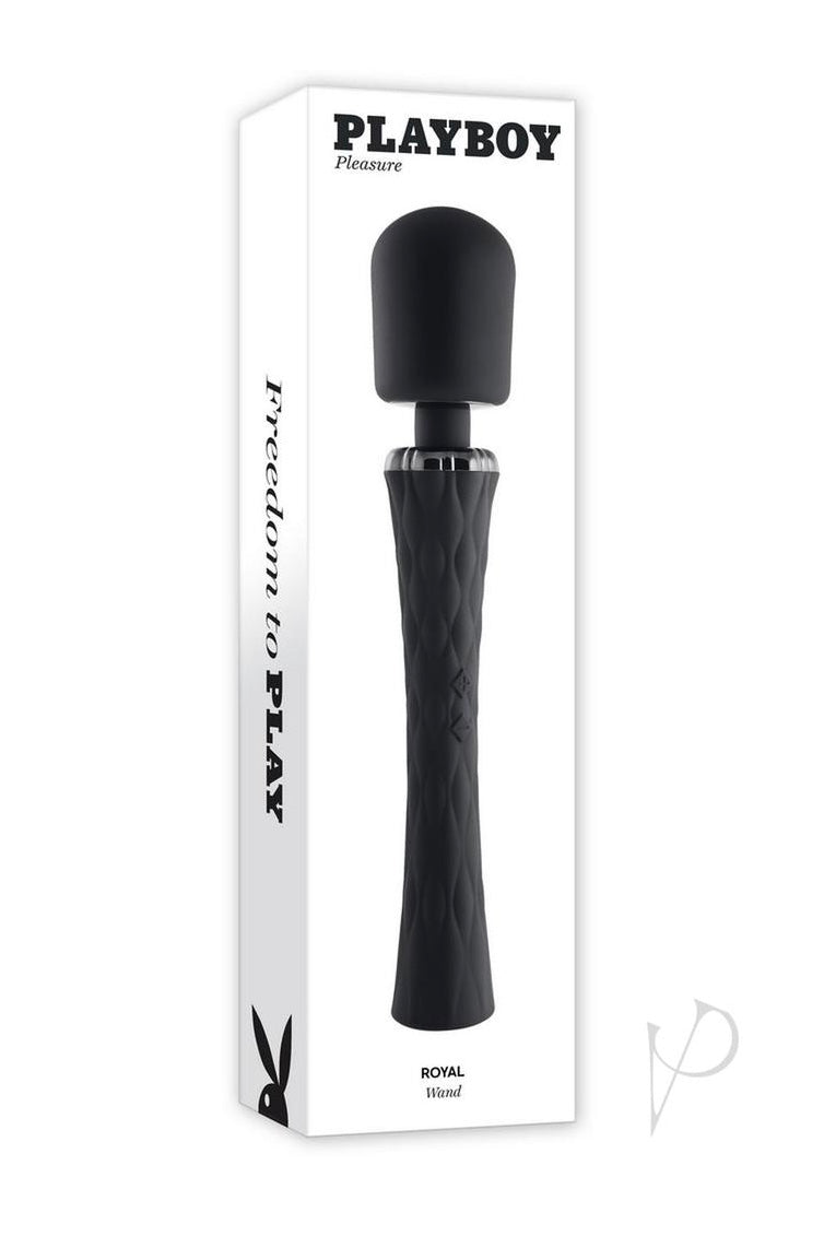 Playboy Royal Rechargeable Silicone Vibrating Massage Wand - Black - Curvynlingerie Plus Size 